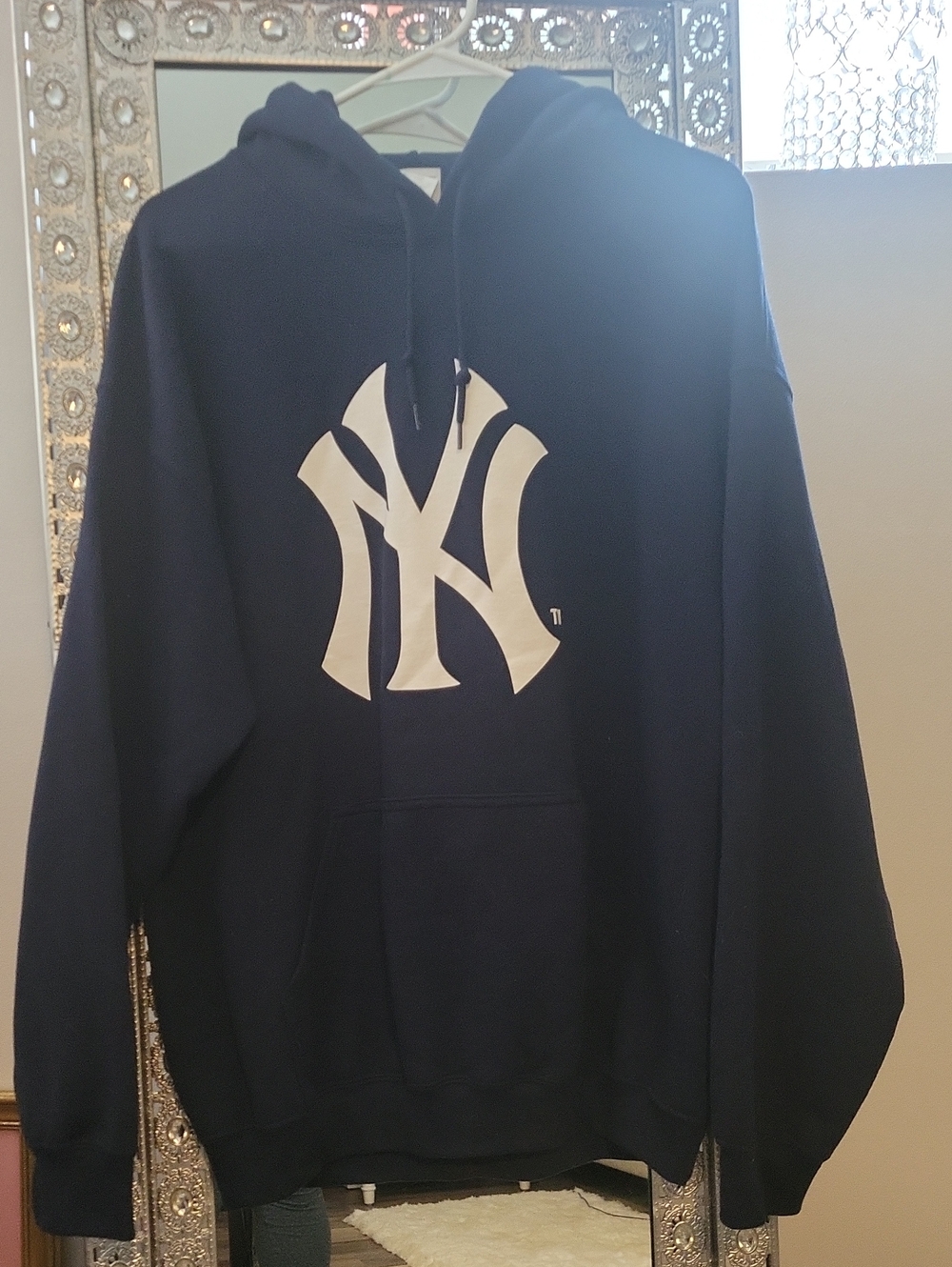 Navy Blue New York Yankees Hoodie With Front Logo - Unisex